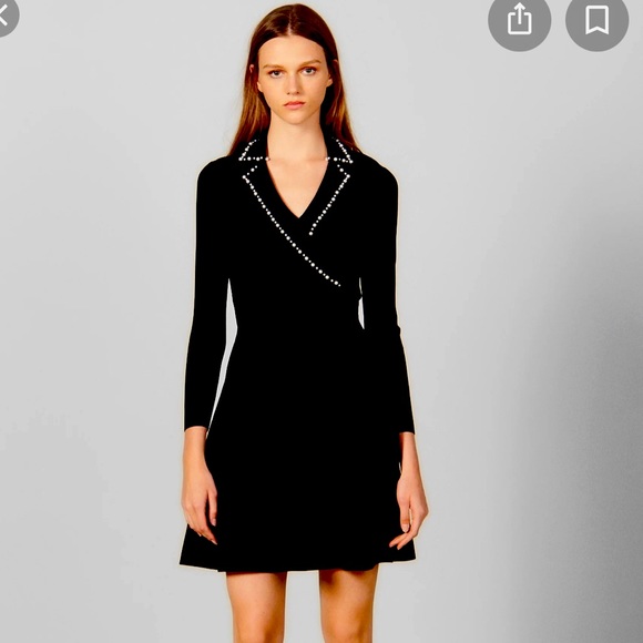 Sandro Suity Embellished Faux Pearl A-line - Picture 2 of 7